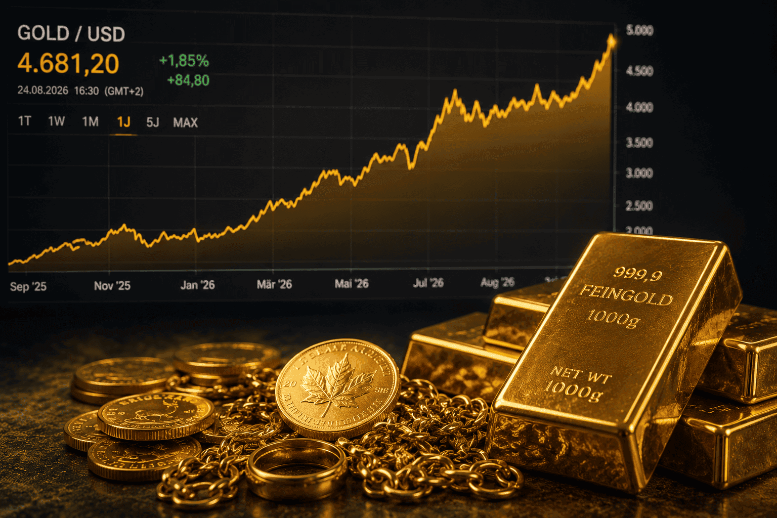 Ansteigender Goldkurs